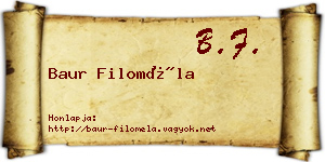 Baur Filoméla névjegykártya